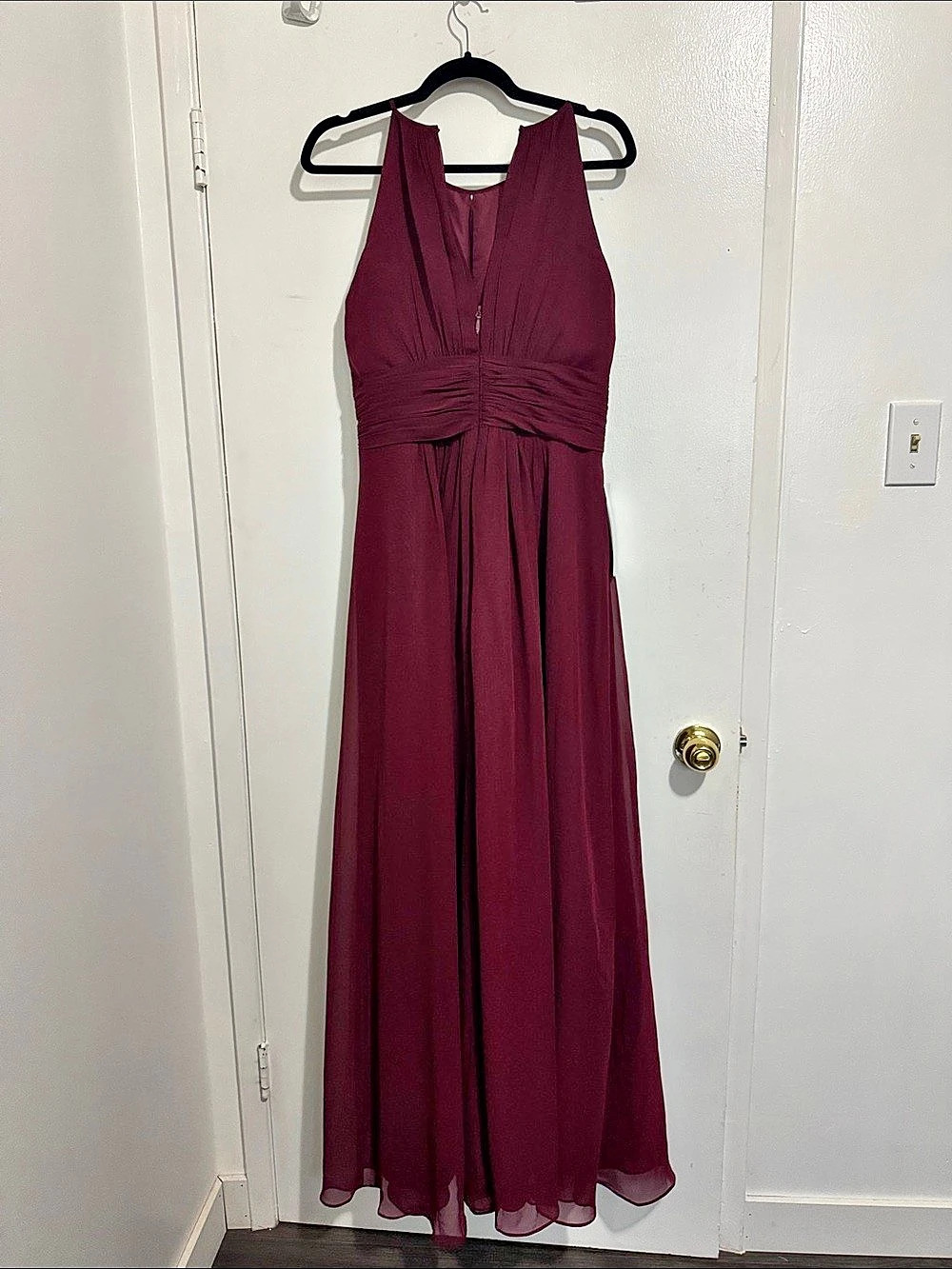 Azazie Bonnie Maxi Chiffon Dress in Burgundy NWT